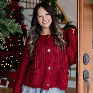 DressUp Burgundy Knit Cardigan Sweater